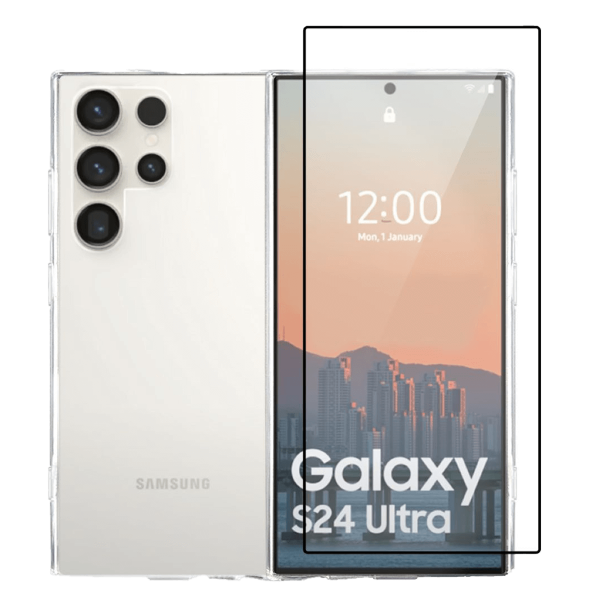 Διάφανη Θήκη + Γυαλί Προστασίας Οθόνης με Πλαίσιο COSY για SAMSUNG Galaxy S24 Ultra