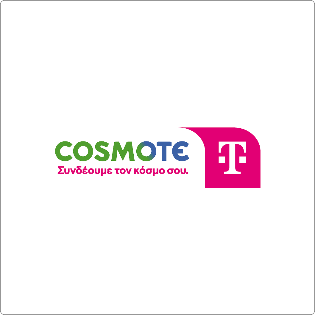 COSMOTE logo usage on colored backgrounds