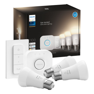 PHILIPS Hue White Σετ με 3 Έξυπνους Λαμπτήρες 9.5W A60 E27 + Philips Hue Bridge + Διακόπτης Dimmer