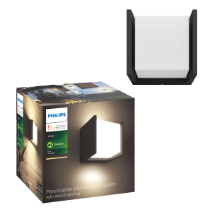 PHILIPS Hue White Fuzo Επιτοίχιο Φωτιστικό Εξωτερικών Χώρων Μαύρο
