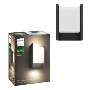 PHILIPS Hue White Fuzo Επιτοίχιο Φωτιστικό Εξωτερικών Χώρων Μαύρο