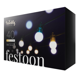 TWINKLY FESTOON LIGHTS 20 BULBS AWW BLK