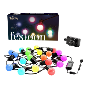 TWINKLY FESTOON LIGHTS 20 BULBS RGB BLK