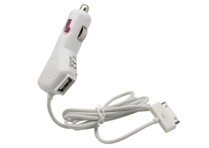 CAR CHARGER INOS IPH4/4S & USB PORT WHIT