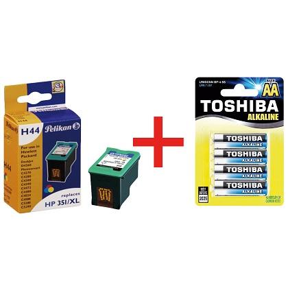 PELIKAN ink H44 tri color + TOSHIBA alkaline batteries LR06 AA