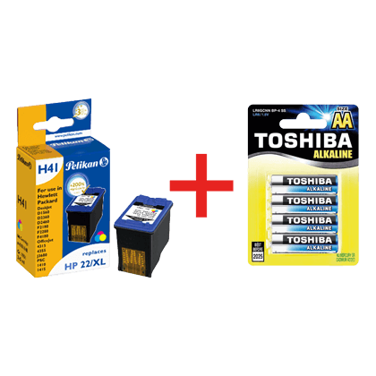 Ink PELIKAN H41 3 colors + Gift alkaline batteries TOSHIBA LR06 AA