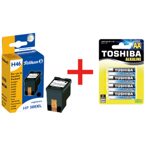 PELIKAN μελάνι H46 Μαύρο + Δώρο TOSHIBA αλκαλικές μπαταρίες LR06 AA