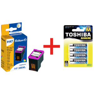 PELIKAN μελάνι H47 3 χρωμάτων + Δώρο TOSHIBA αλκαλικές μπαταρίες LR06 AA