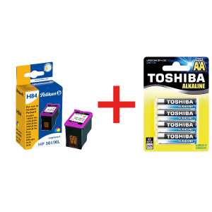 PELIKAN μελάνι H84 3 χρωμάτων + Δώρο TOSHIBA αλκαλικές μπαταρίες LR06 AA