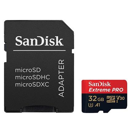 SANDISK karta mnimis Extreme PRO micro SDXC 32GB me antaptora