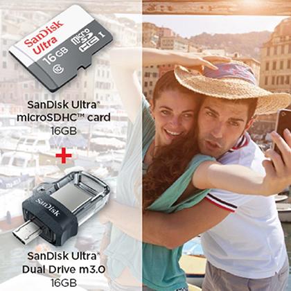 SANDISK karta mnimis ULTRA microSD + mnimi Ultra Dual Drive m3.0 16GB