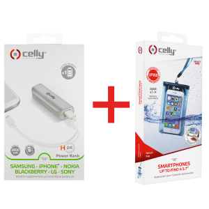 CELLY Bundle αδιάβροχη θήκη & Powerbank Μπλε και Λευκό