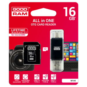 GOODRAM M1A5 All in One card reader-κάρτα μνήμης 16GB-αντάπτορας