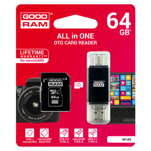 GOODRAM M1A5 All in One card reader-κάρτα μνήμης 64GB-αντάπτορας