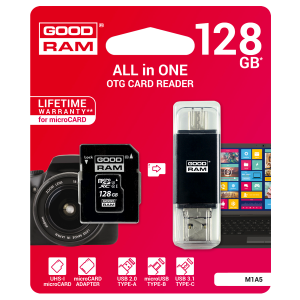 GOODRAM M1A5 All in One card reader-κάρτα μνήμης 128GB-αντάπτορας