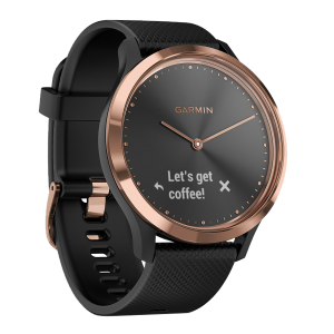 GARMIN Smartwatch Vivomove HR Sport Small/ Medium Μαύρο/ Ροζ-Χρυσαφί με μαύρο λουράκι