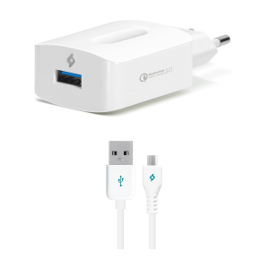 Φορτιστής ταξιδίου TTEC με Qualcomm Quick Charge 3.0 + καλώδιο micro USB