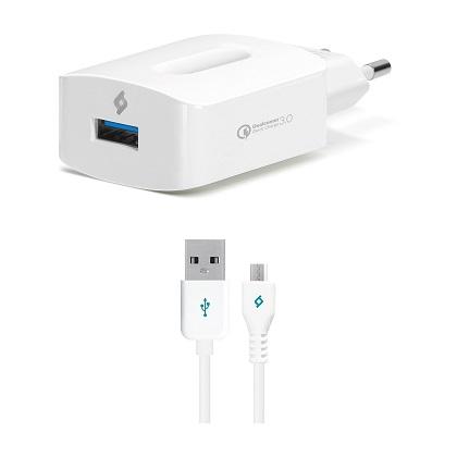 TTEC fortisths taksidiou me Qualcomm Quick Charge 3.0 + kalwdio micro USB leyko