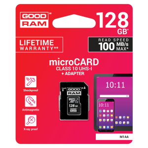 GOODRAM κάρτα μνήμης Micro SD Class 10 UHS-I 128GB με αντάπτορα