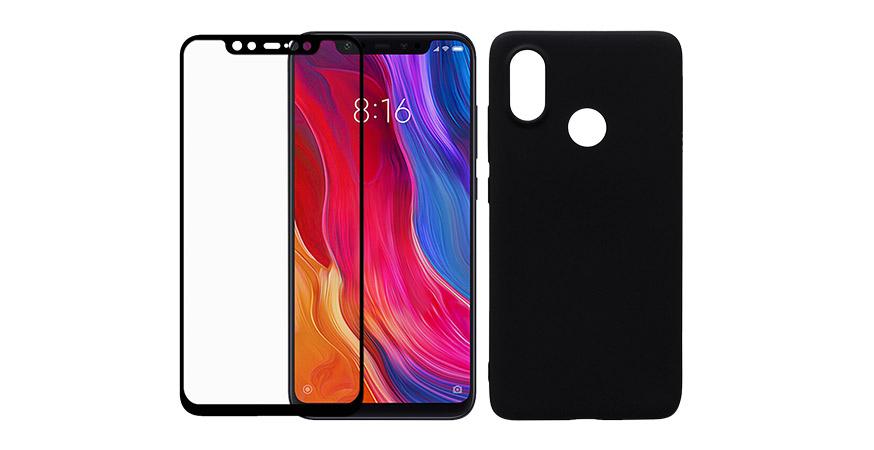 thiki Matte mayri + gyali prostasias othonis me plaisio COSY gia to XIAOMI Mi 8