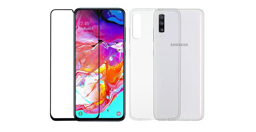 diafani thiki + gyali prostasias othonis me plaisio COSY gia to SAMSUNG Galaxy A70