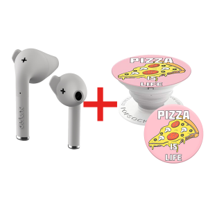 Ασύρματα ακουστικά DEFUNC True Go Λευκά + POPSOCKETS Pizza is Life