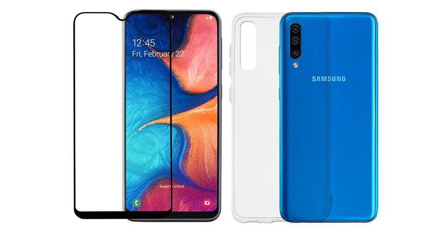 trasparent case + screen protector with frame COSY for SAMSUNG Galaxy A30s