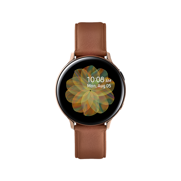 SAMSUNG Galaxy Watch Active2 4G 40mm Stainless Steel Gold με δερμάτινο καφέ λουράκι