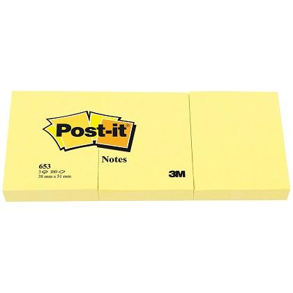POST IT 653 38x51mm Notepads (3 Pieces)