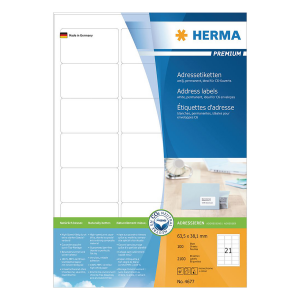 Ετικέτες 63.5x38.1 HERMA PREMIUM 4677 (100 φύλλα)