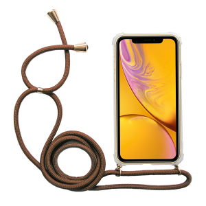 Διάφανη θήκη Crossbody INOS για το iPhone XR με καφέ κορδόνι