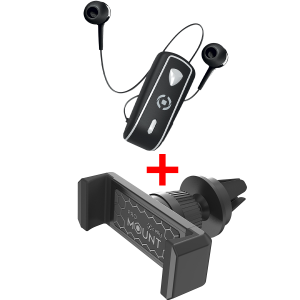 Bluetooth ακουστικά CELLY Retractable Clip On 2  + δώρο βάση στήριξης αυτοκινήτου Mount Vent για Smartphones έως 6.5''