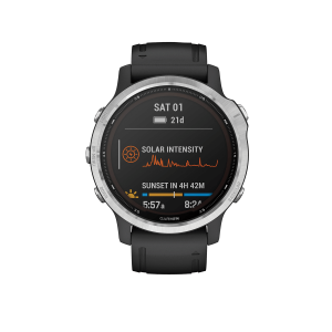 GARMIN Smartwatch fenix 6S Solar Ασημί με μαύρο λουράκι