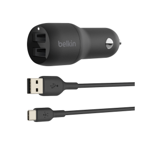Φορτιστής αυτοκινήτου BELKIN Boost Charge Dual USB-A 24W με καλώδιο USB-A σε USB Type-C