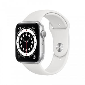APPLE Watch Series 6 GPS 44mm Silver Aluminium με Sport Band White