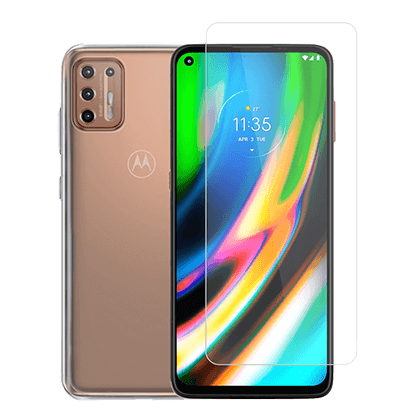 Transparent case + COSY screen protection glass for the MOTOROLA Moto G9 Plus