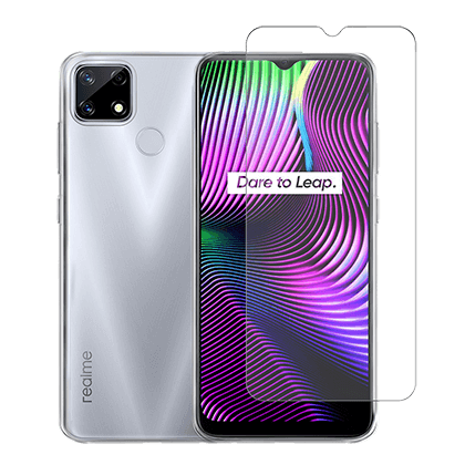 Transparent case + COSY screen protector glass for Realme 7i