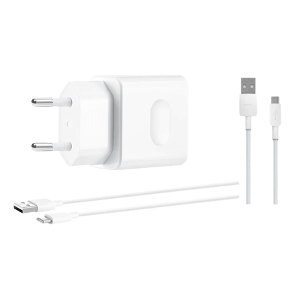 HUAWEI 22.5W travel charger with USB Type-C cable and Micro USB White