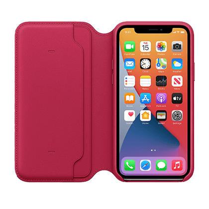 APPLE Folio iPhone 11 Pro Raspberry Leather Case