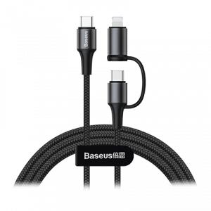 Καλώδιο BASEUS 2 σε 1 USB Type-C σε USB Type-C και Lightning με αντάπτορα 1 Μέτρο