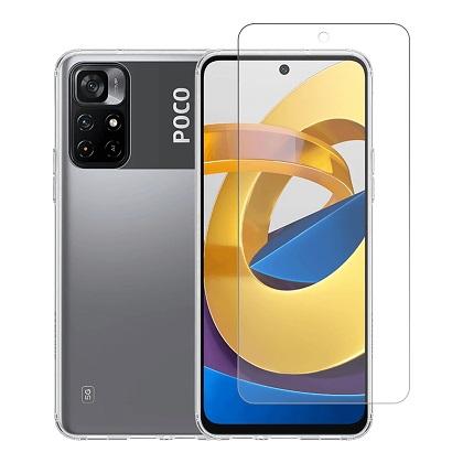 Transparent Acrylic Case + COSY Screen Protector Glass for POCO M4 Pro 5G