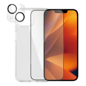 Γυαλί Προστασίας Κάμερας + Διάφανη Θήκη Hard Case + Γυαλί Προστασίας Οθόνης με Πλαίσιο για iPhone 14 PANZERGLASS