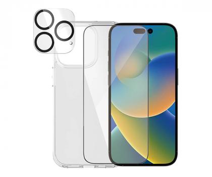 Camera Protection Glass + Transparent Hard Case + Screen Protection Glass with Frame for iPhone 14 Pro PANZERGLASS