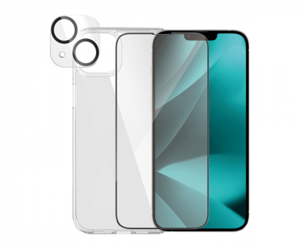 Camera Protection Glass + Transparent Hard Case + Screen Protection Glass with PANZERGLASS Frame