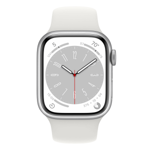 APPLE Watch Series 8 GPS 45mm Silver Aluminium Case με White Sport Band Smartwatch