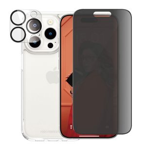 Γυαλί Προστασίας Κάμερας + Διάφανη Θήκη Hard Case + Γυαλί Προστασίας Οθόνης με Πλαίσιο Privacy για iPhone 15 Pro PANZERGLASS