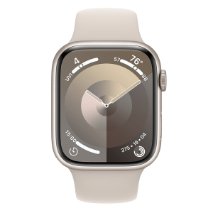 APPLE Watch Series 9 GPS 45mm Starlight Aluminium Case με Starlight Sport Band Small/ Medium Smartwatch