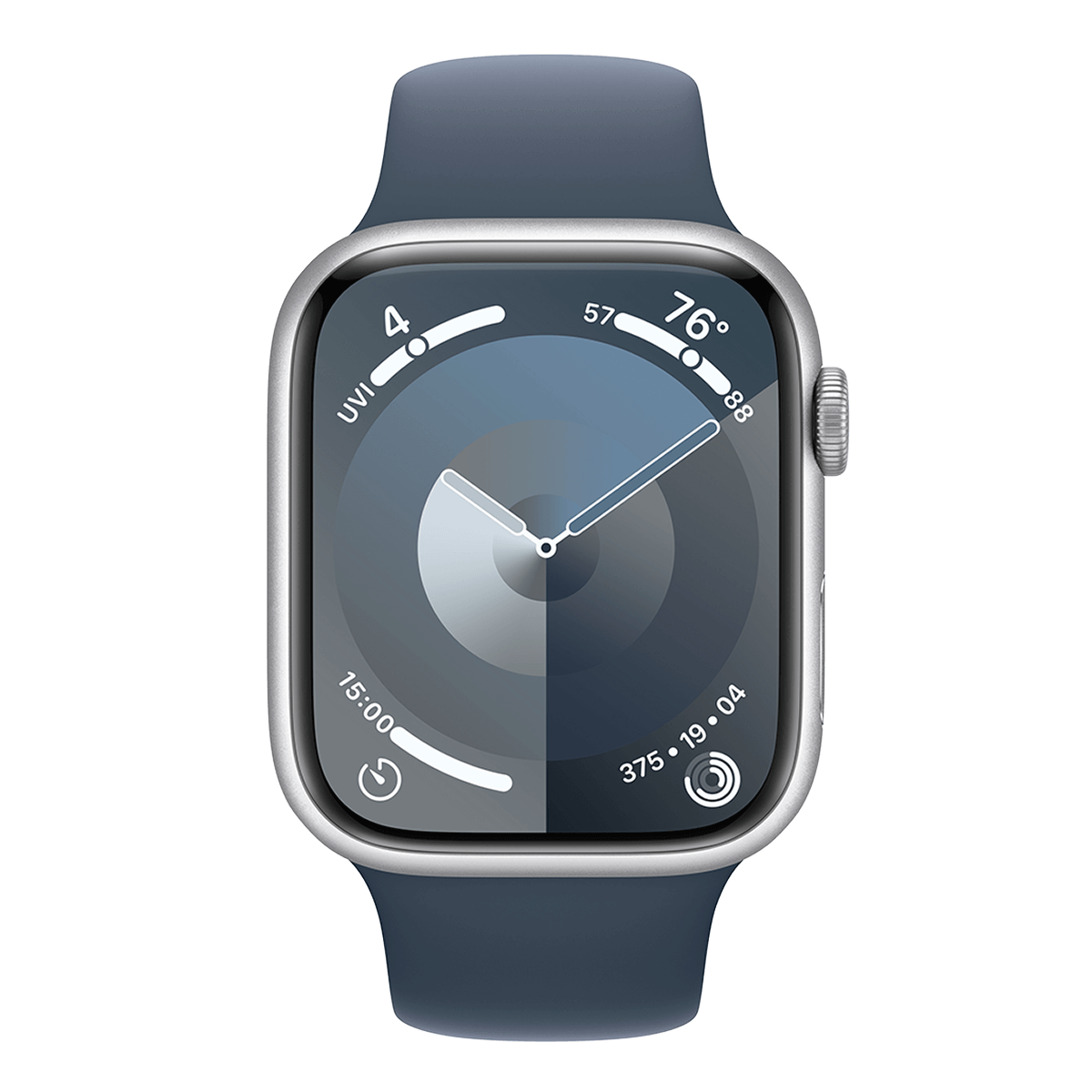 APPLE Watch Series 9 GPS 41mm Silver Aluminium Case με Storm Blue Sport Band Medium/ Large Smartwatch