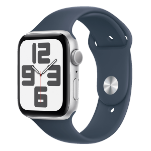 APPLE Watch SE GPS 44mm Silver Aluminium Case με Storm Blue Sport Band Medium/ Large Smartwatch