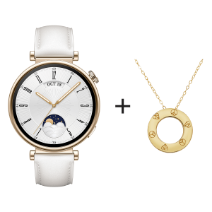 HUAWEI Watch GT 4 White Leather Smartwatch + Κόσμημα